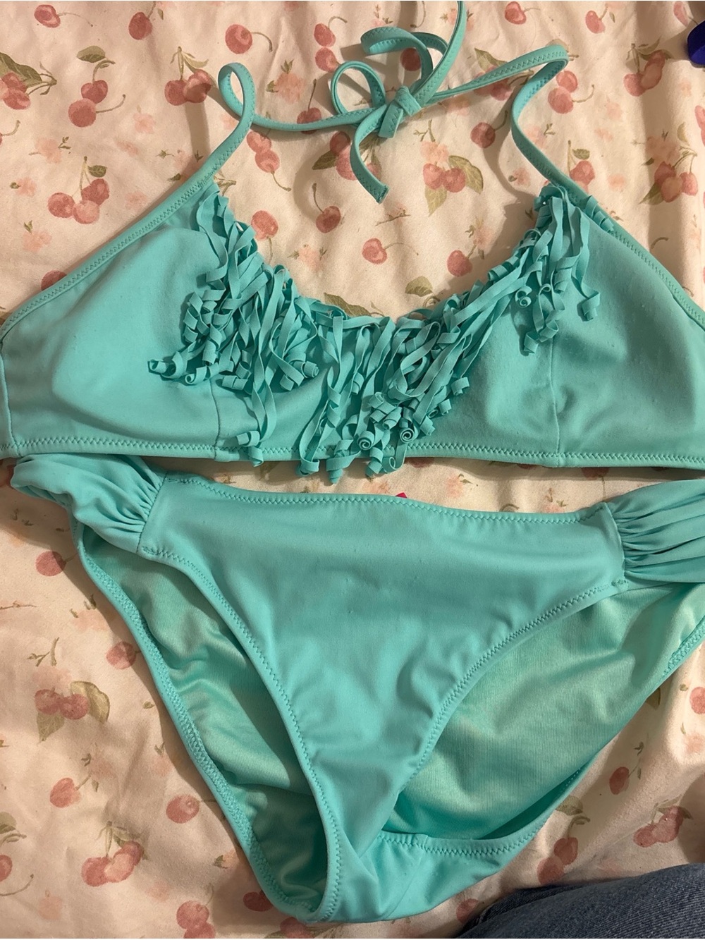 Victoria's Secret Aqua Beaded Bikini Top